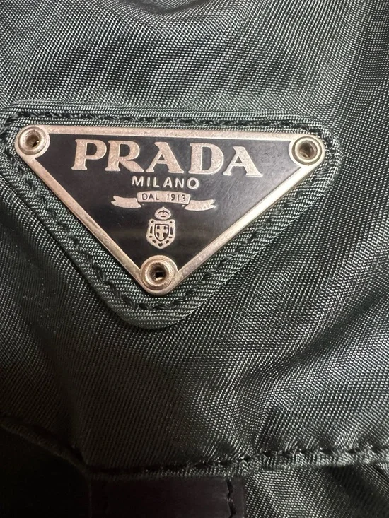 PRADA Vela Double Front Pockets Nylon Backpack Green COA & Dust Bag Medium - Picture 6 of 16